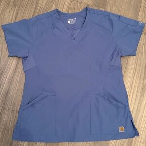 Carhartt Modern Fit Blue Scrub Top Size Large Medical Nursing Uniform